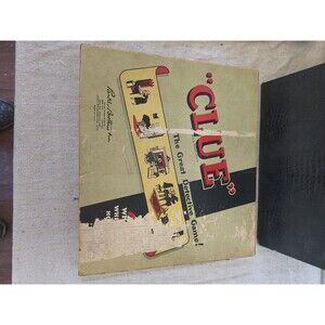Vintage circa 1950's Parker Brothers Clue Board Game Original Box Slight Damage